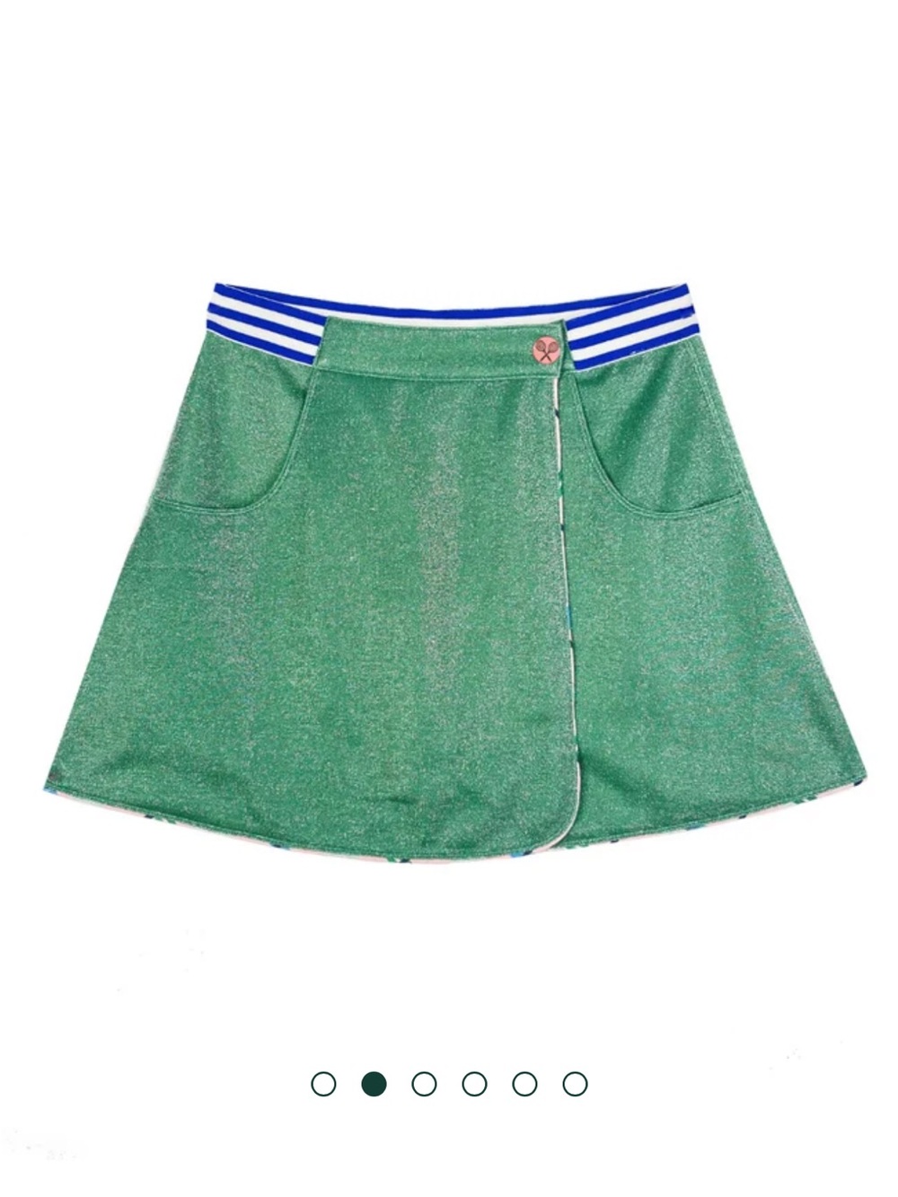 Green Mini Skirt with Striped Waistband